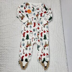 Carters Just One You Christmas Reindeer One Piece Sleeper Full Zip 9 Mo